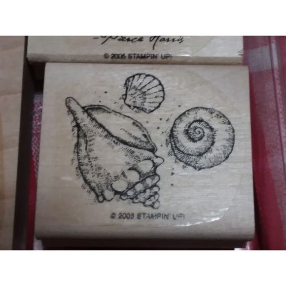Stampin Up Wood Mount Set ~Along the Shore~ Shells Sea Gulls Chair Rubber Stamp - Picture 4 of 8